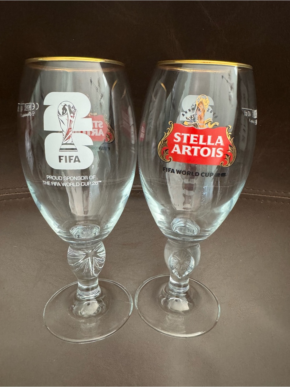Stella Artois FIFA World Cup Gold-Rim Beer Glass- Clear